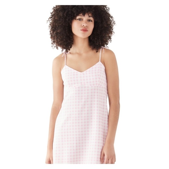 NWT SOKIE COLLECTIVE x Shopbop Tie Strap Gingham Mini Dress Pink White Large - Picture 7 of 14